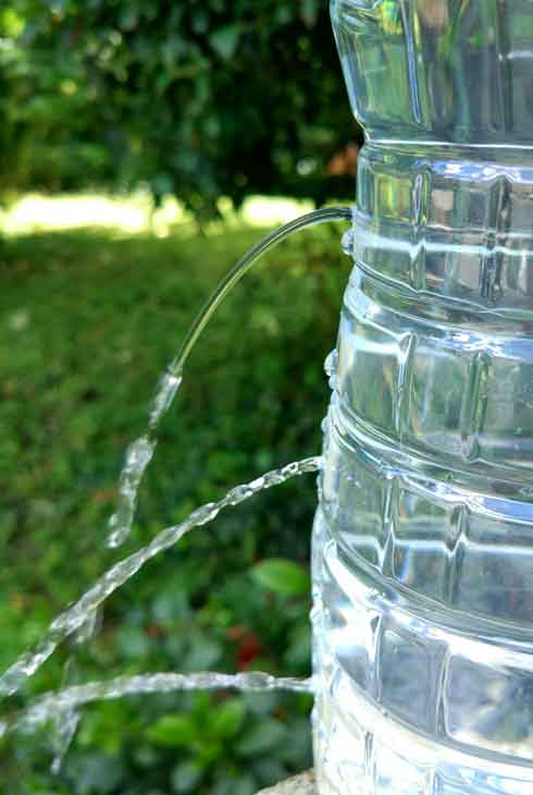 A leaking water bottle