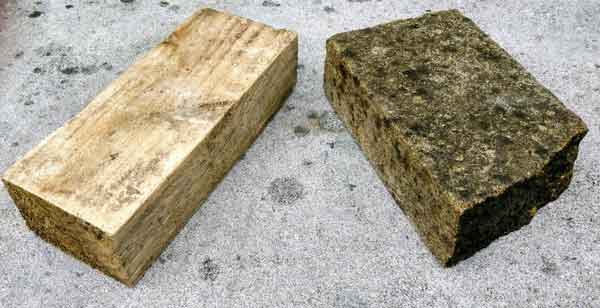 wood and stone blocks