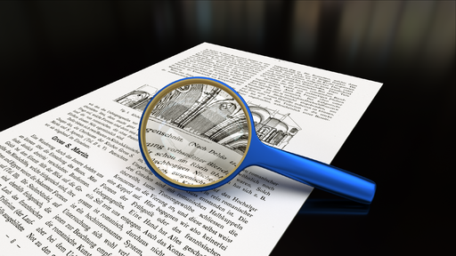 Magnifying glass with a virtual image