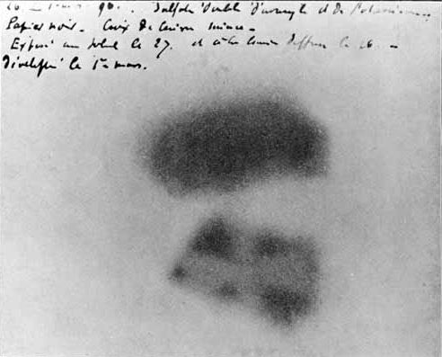 photographic plate affected by ionising radiation