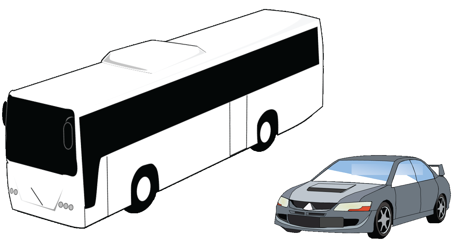 Bus and car